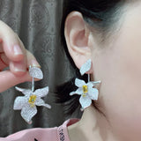 Zircon Flower Earrings Wedding Party Accessories