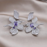 Zircon Flower Earrings Wedding Party Accessories