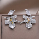 Zircon Flower Earrings Wedding Party Accessories