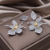 Zircon Flower Earrings Wedding Party Accessories