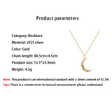 925 Silver Crescent Moon Pendant Necklace Women Jewelry