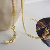 925 Silver Crescent Moon Pendant Necklace Women Jewelry