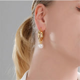 Eur-American Vintage Pearl Drop Earrings 18K Plated Ins Niche Women Jewelry