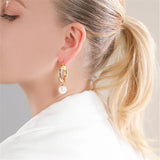 Eur-American Vintage Pearl Drop Earrings 18K Plated Ins Niche Women Jewelry