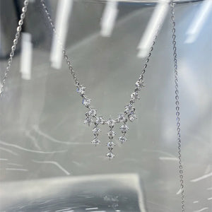 Waterfall Zircon Pendant Necklace with Tassel for Women