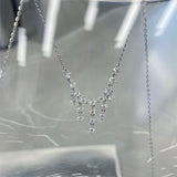 Waterfall Zircon Pendant Necklace with Tassel for Women