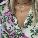 Waterfall Zircon Pendant Necklace with Tassel for Women