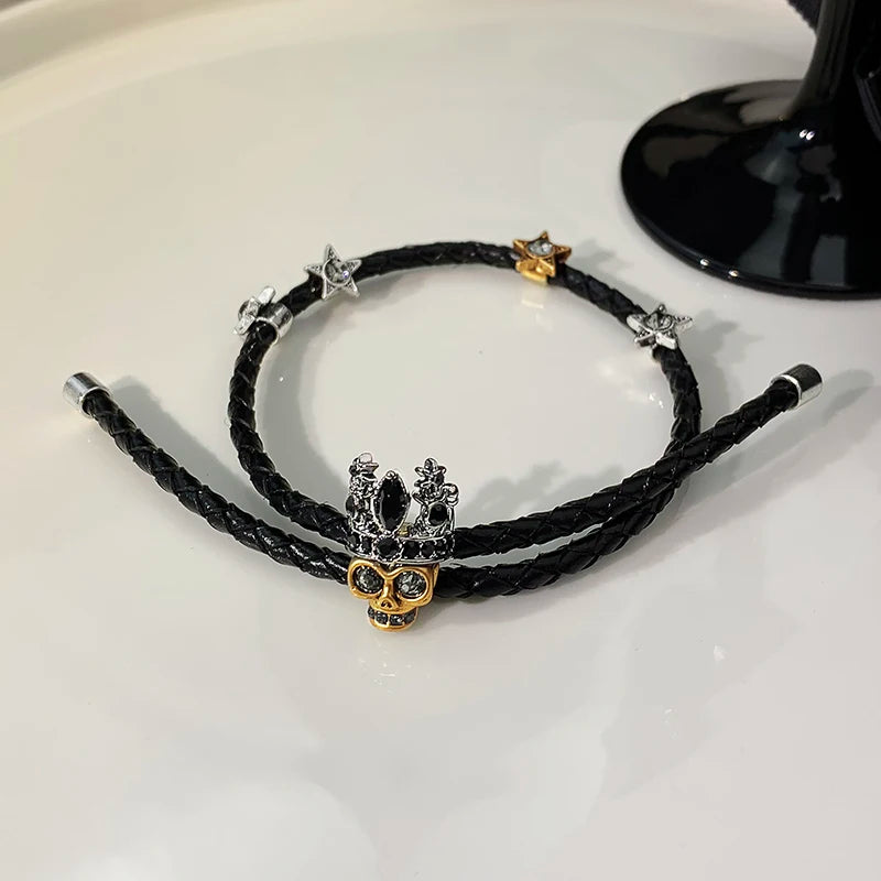 Punk Skull Bracelet Hip Hop Retro Hand Jewelry Hand Rope Men Women