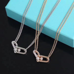 925 Silver U-Shaped Horseshoe Necklace for Women
