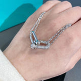 925 Silver U-Shaped Horseshoe Necklace for Women