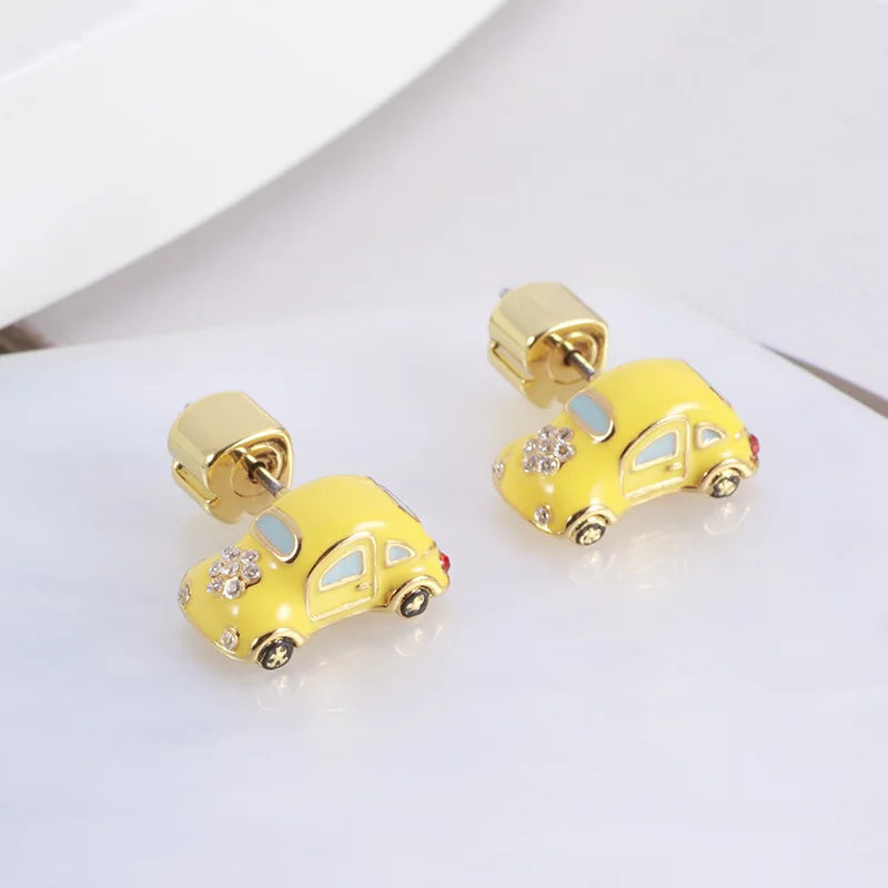 Enamel Glaze Yellow Car Ear Accessories