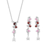 European American Bride Set S925 Silver Necklace Earrings Set