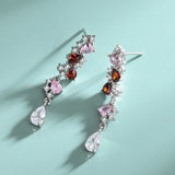 European American Bride Set S925 Silver Necklace Earrings Set