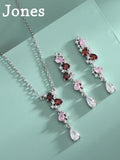 European American Bride Set S925 Silver Necklace Earrings Set