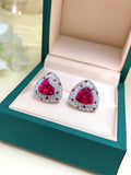 Sterling Silver Pigeon Blood Red Earrings