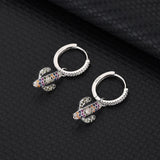 Colored Diamond Cactus Earrings Colorful Zirconia 925 Sterling Silver
