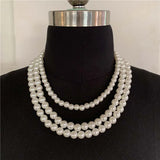 European American Beaded Necklace Three-Layer Clavicle