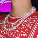 European American Beaded Necklace Three-Layer Clavicle