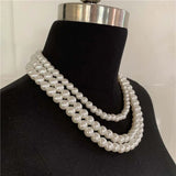 European American Beaded Necklace Three-Layer Clavicle