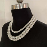 European American Beaded Necklace Three-Layer Clavicle
