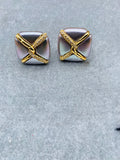 Casual Metal Square Gem Ear Clips