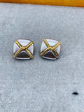 Casual Metal Square Gem Ear Clips