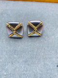 Casual Metal Square Gem Ear Clips