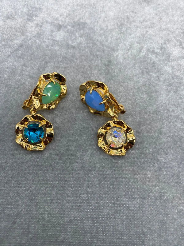 Fashionable Big Stone Ear Clips by European & American Designers