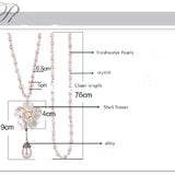 Shell Flower Pearl Sweater Chain Long Crystal Pearl Necklace