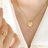 Peach Heart Sea Shell Pendant Titanium Steel Collarbone Chain