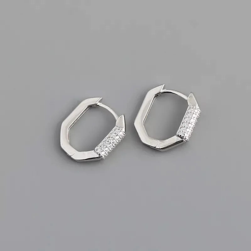 CZ Zircon Silver 925 18k Hoop Earrings For Women