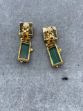 Exaggerated Malachite Earrings Ear Clips Jewelry for Woman