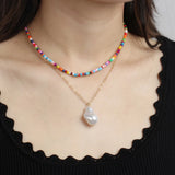 Bohemian Style Colorful Rice Bead Necklace