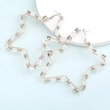 Fashion Five-Pointed Star Alloy Rhinestone Earrings
