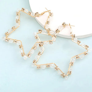Fashion Five-Pointed Star Alloy Rhinestone Earrings