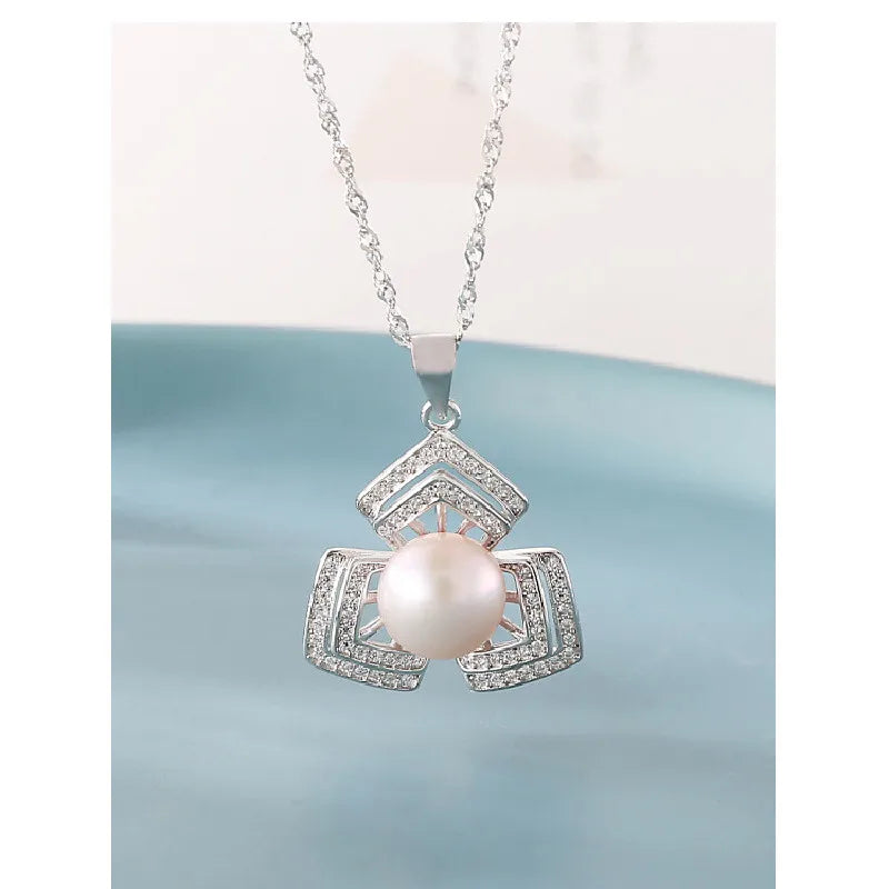 S925 Silver Necklace with Pearl Pendant
