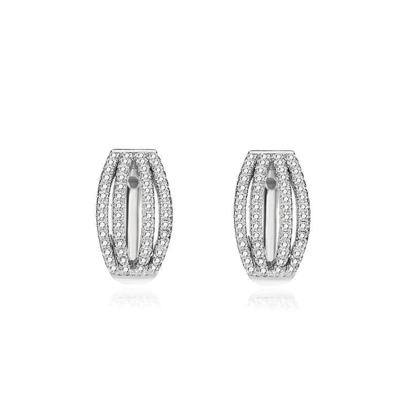 Vintage Sterling Silver Micro-set Zirconia Clip-On Earrings