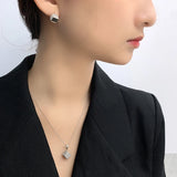Square S925 Sterling Silver Necklace Set for Women