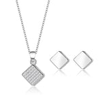 European American Square S925 Silver Necklace & Earrings