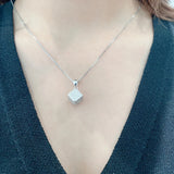 European American Square S925 Silver Necklace & Earrings