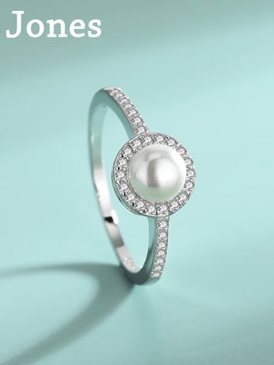 Freshwater Pearl Zirconia Ring S925 Sterling Silver Women