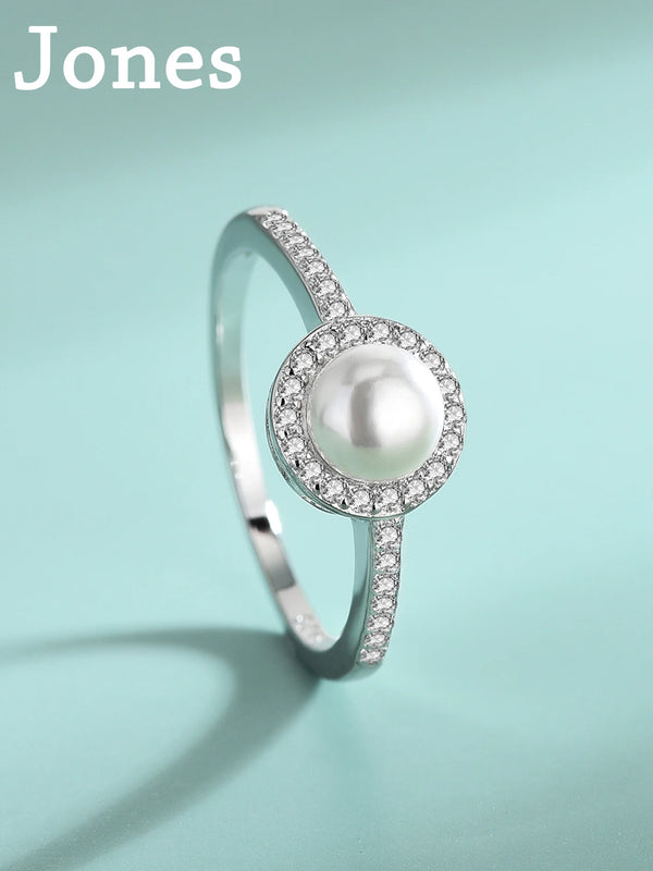 Freshwater Pearl Zirconia Ring S925 Sterling Silver Women