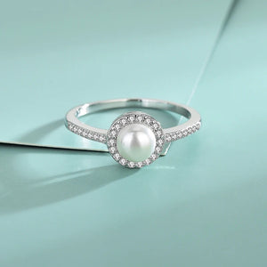 Freshwater Pearl Zirconia Ring S925 Sterling Silver Women