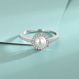 Freshwater Pearl Zirconia Ring S925 Sterling Silver Women