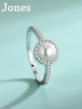 Freshwater Pearl Zirconia Ring S925 Sterling Silver Women