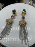 European American Ghosts Stone Tassel Long Ear Clip