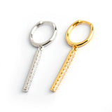 925 Silver Earrings Square Stripe Diamond Eardrop Style Female