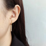 925 Silver Earrings Square Stripe Diamond Eardrop Style Female