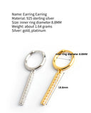 925 Silver Earrings Square Stripe Diamond Eardrop Style Female