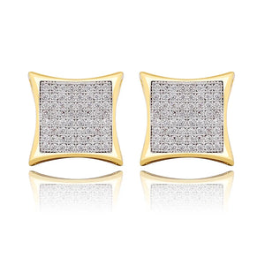 Hip Hop Zircon Earrings, 14k Plated, Men & Women